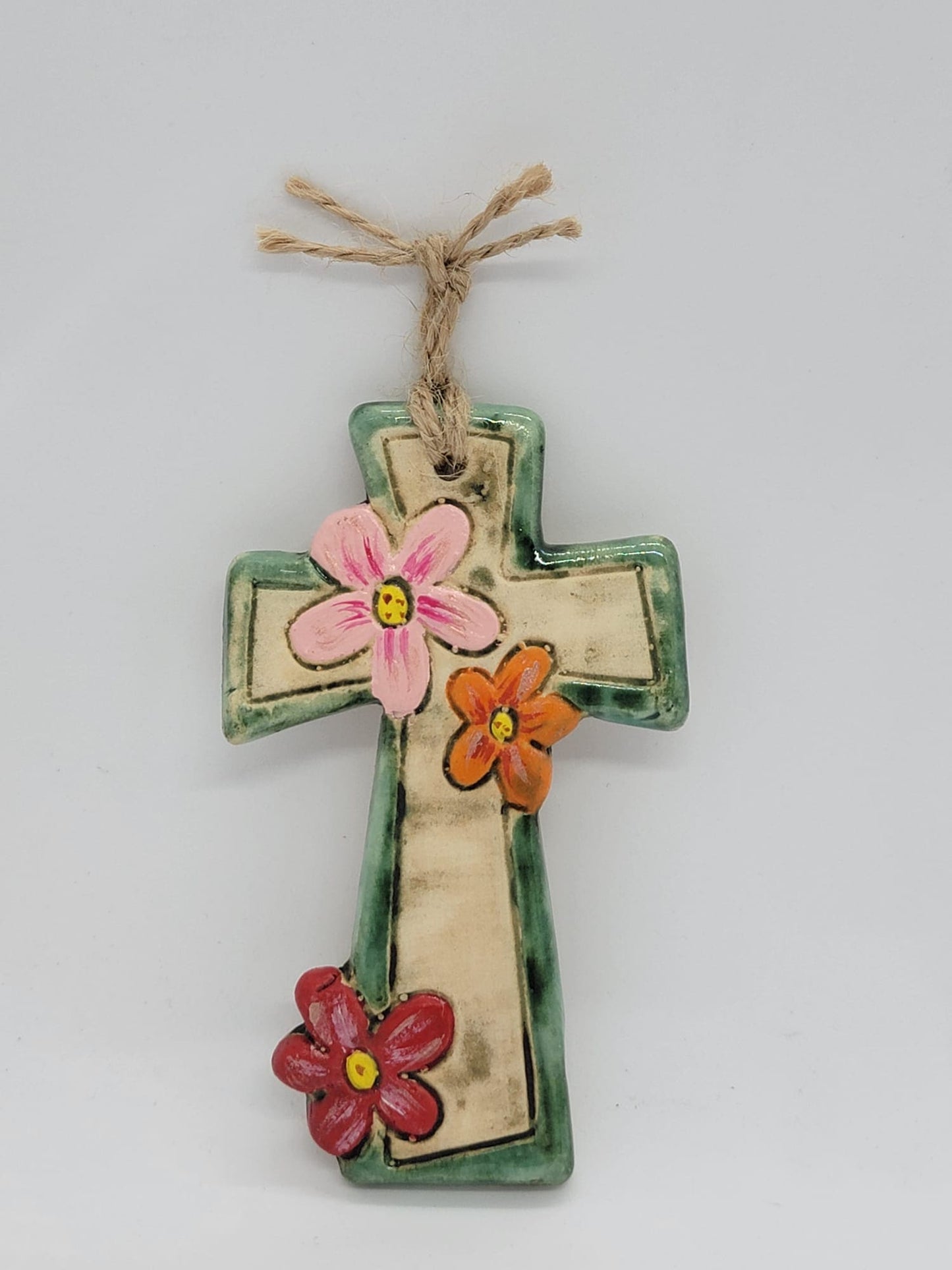Cross Ornament with flowers