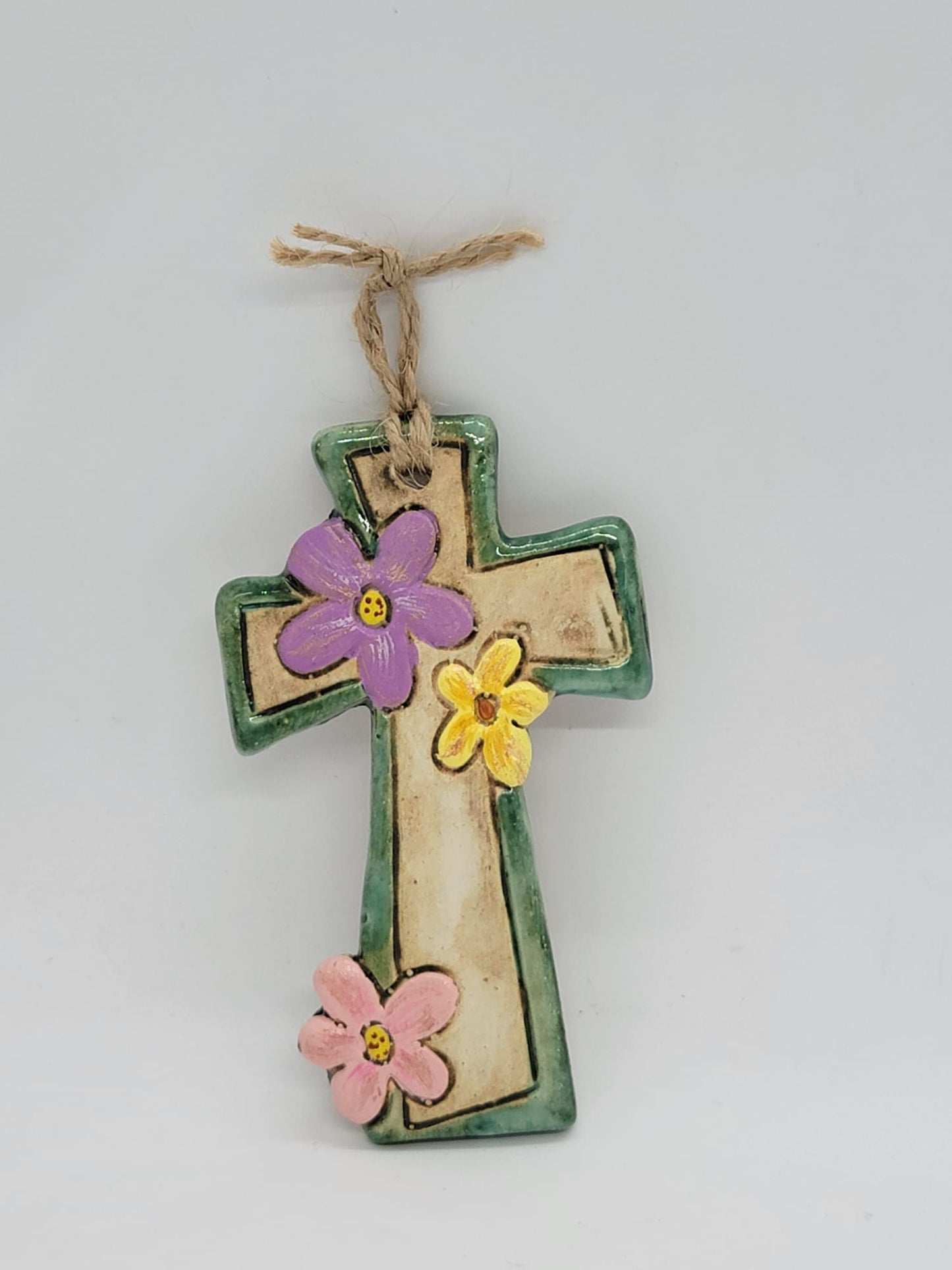 Cross Ornament with flowers
