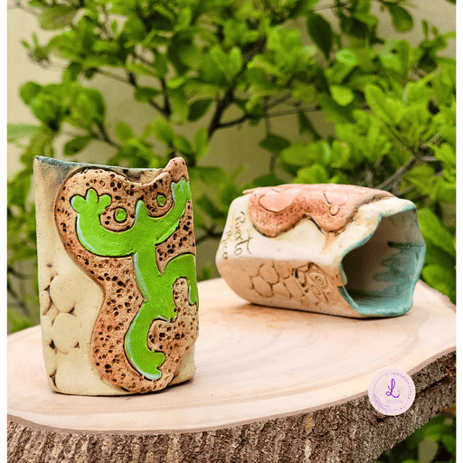Coqui Taino Ceramic Holder - Puerto Rican Petroglyphs