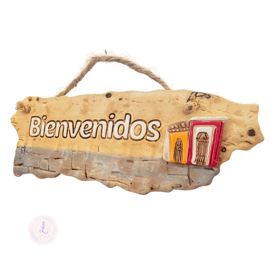 Bienvenidos - Puerto Rico Island Shape