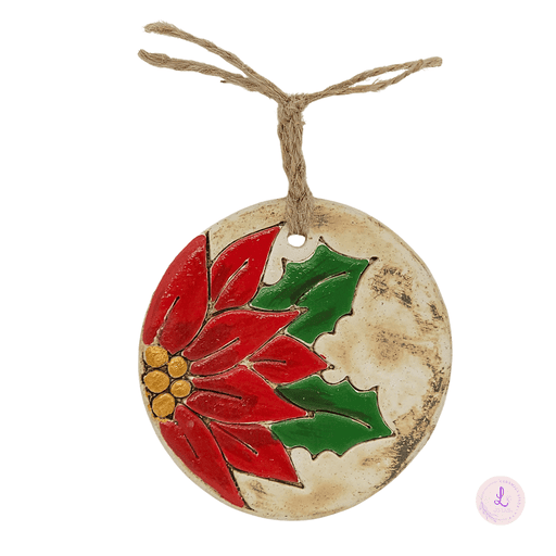 Poinsettia Ceramic Ornament