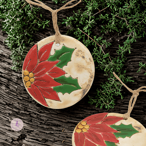 Poinsettia Ceramic Ornament